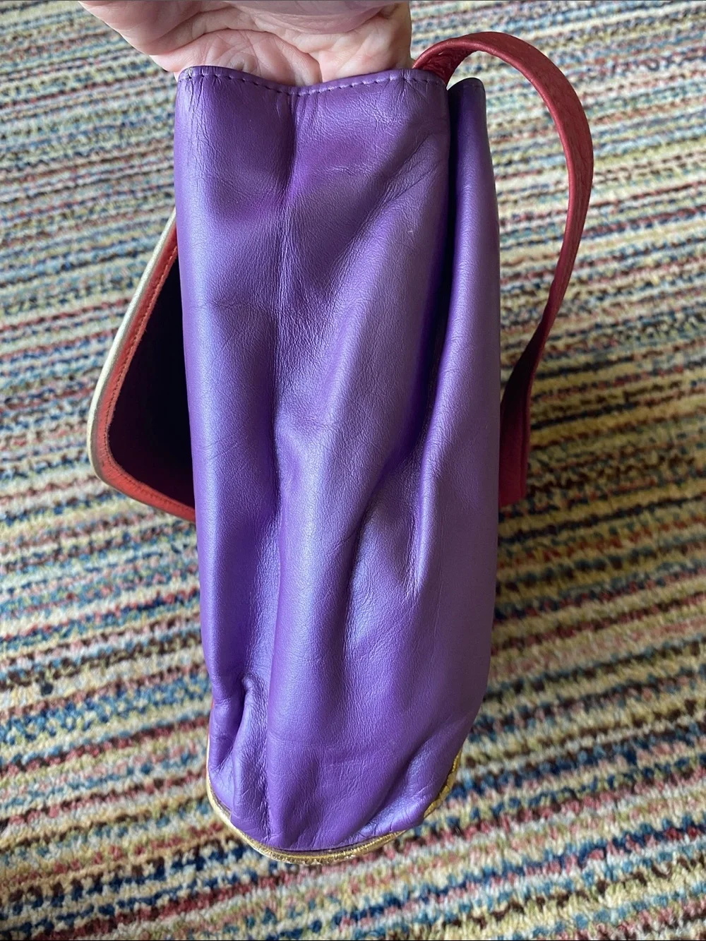 Vintage 1980s Colorblock Leather Crossbody Bag